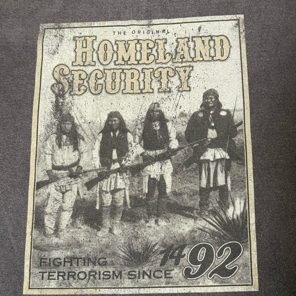 The Original Homeland Security Native American Wild West Mexico Gray Shirt Sz L - Picture 2 of 9